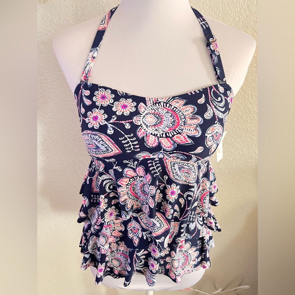 Elegant Floral Polyester Swim Top
